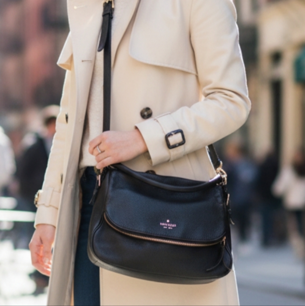 Kate Spade Black Soft Leather Flap Top Crossbody Bag